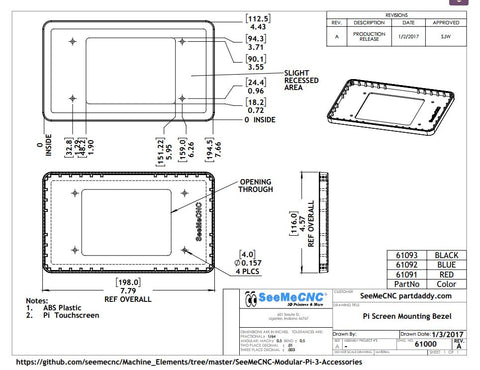Pi Bezel for 7" Pi Touch Screen Flush Mount